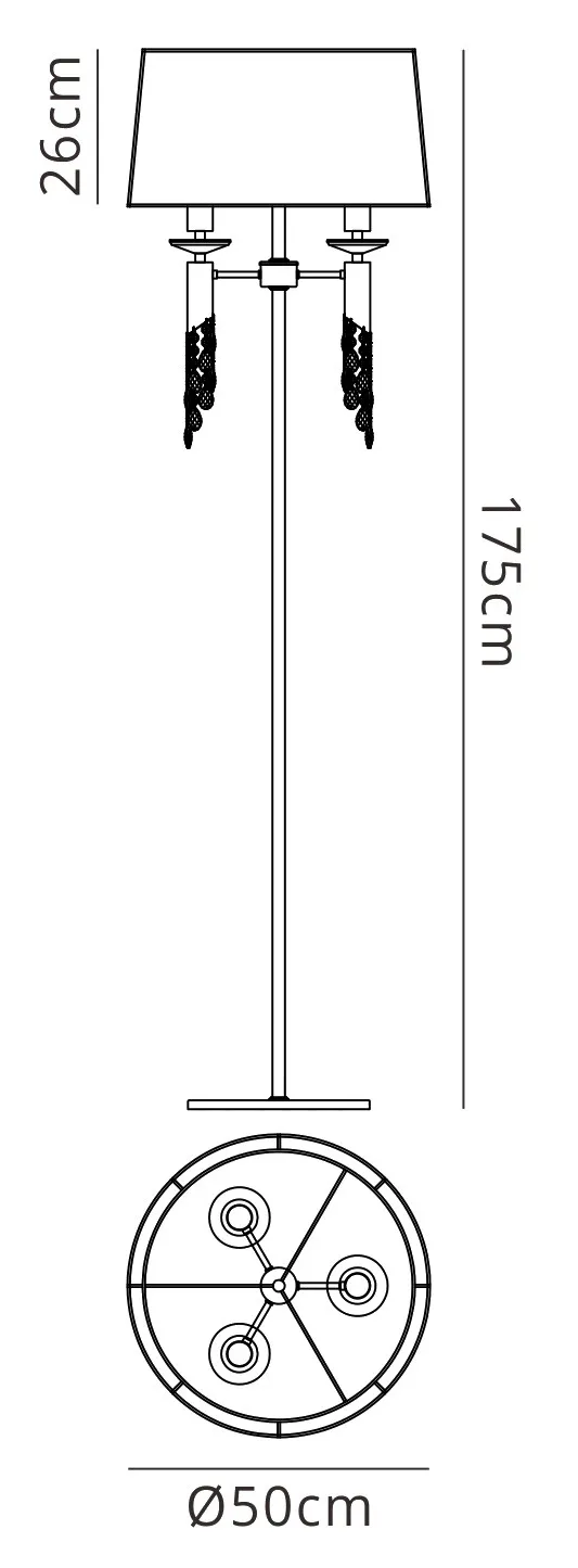 M3869FG  Tiffany FG Crystal 175cm Floor Lamp 3+3 Light
